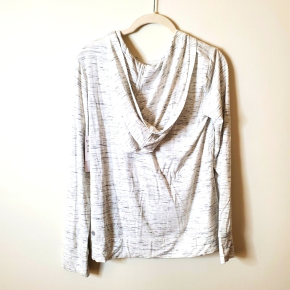 Zella Girl Heathered Twist Front Long Sleeve Hoodie Top - Picture 6 of 11